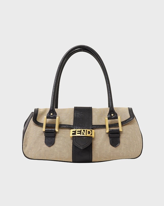 FENDI ロゴキャンバスレザーハンドバッグ | Hedy