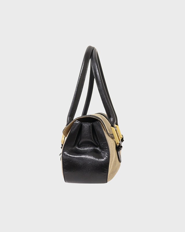 FENDI ロゴキャンバスレザーハンドバッグ | Hedy