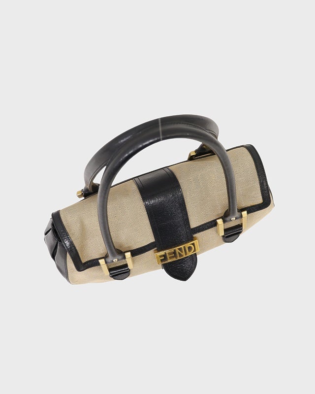 FENDI ロゴキャンバスレザーハンドバッグ | Hedy