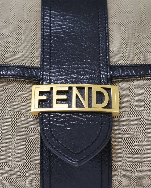 FENDI ロゴキャンバスレザーハンドバッグ | Hedy