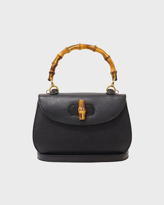 超希少！グッチ　ヴィンテージ　オールレザー　ハンドバッグ　ビジネスバッグ GUCCI オールドグッチ バンブーレザーバッグ 2wayショルダー付き