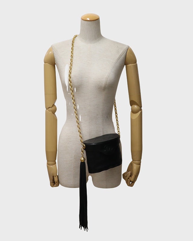 Meedas　 CHANEL　タッセル　マトラッセ　ショルダーバック マトラッセ ショルダーバッグ ラムスキン ブラック ゴールド金具