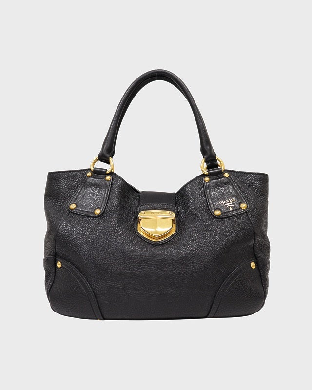PRADA ロゴ金具レザートートバッグ | Hedy