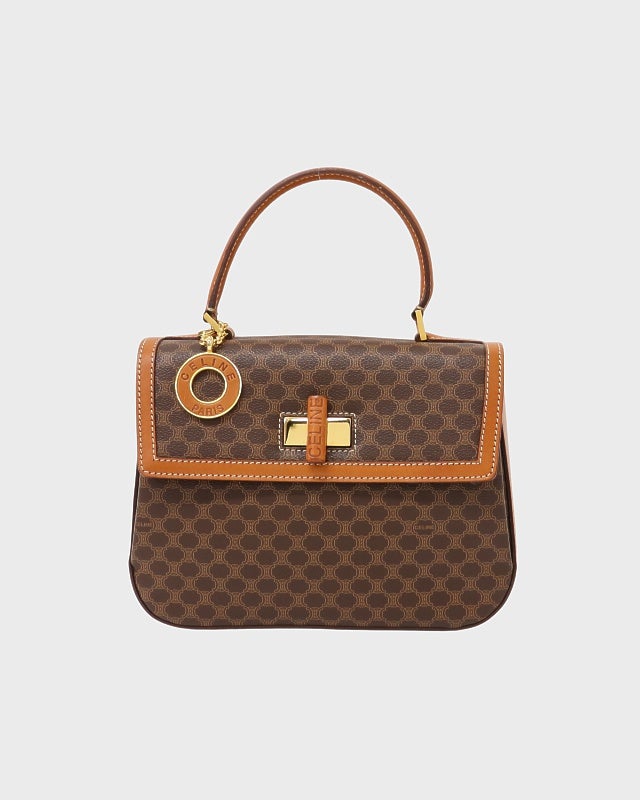 CELINE マカダム柄ブラゾン刻印ハンドバッグ | Hedy