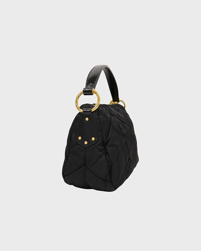 プラダ ショルダーバッグ ワンショルダー ナイロン ロゴ スクエア 茶 ■OH PRADA 三角ロゴ金具ナイロンレザーワンショルダーバッグ | Hedy