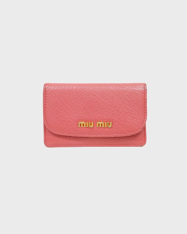 MIU MIU ターコイズ ケース miu miu ロゴ金具カードケース | Hedy