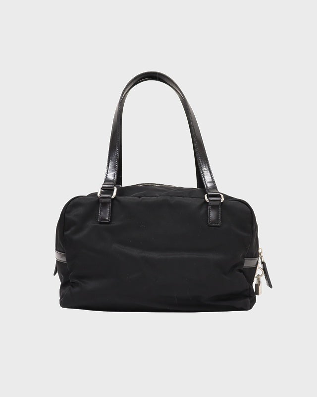 PRADA ロゴ刻印レザーナイロンハンドバッグ | Hedy