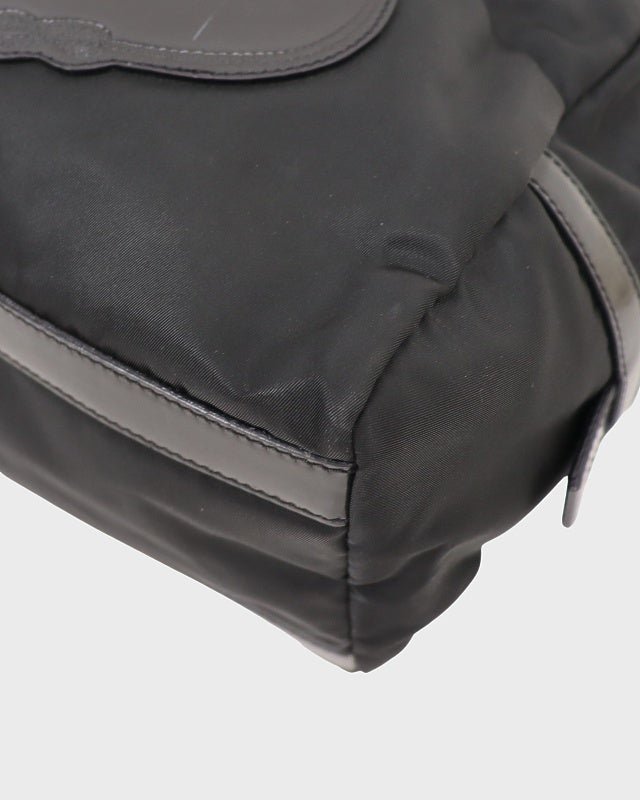 PRADA ロゴ刻印レザーナイロンハンドバッグ | Hedy