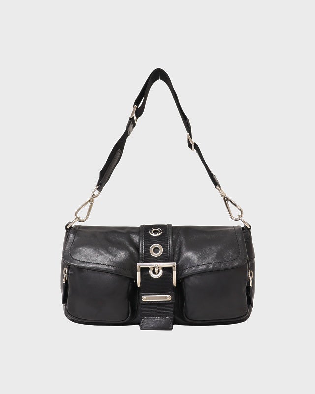 PRADA 三角ロゴ金具ナイロンレザーワンショルダーバッグ | Hedy