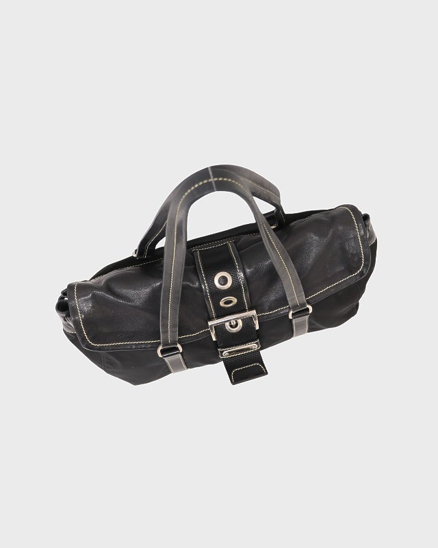 ⭐️最終お値下げしました⭐️PRADA⭐️ 黒 レザー ビジネストートバッグ　三角ロゴ PRADA 三角ロゴ金具ナイロンレザートートバッグ | Hedy
