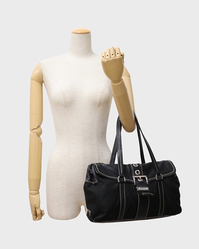 PRADA 三角ロゴ金具ナイロンレザートートバッグ | Hedy