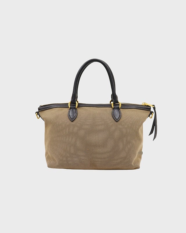 PRADA プラダ ロゴジャガード リボン ハンドバッグ トートバッグ 2WAY ショルダーバッグ キャンバス ベージュ アイボリー ゴールド金具 1BA104 PRADA - プラダ PRADA LOGO JACQUARD ロゴジャガード 2WAY
