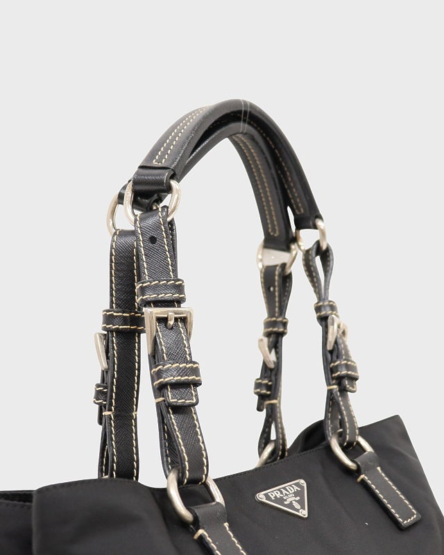 PRADA 三角ロゴ金具ナイロンレザートートバッグ | Hedy