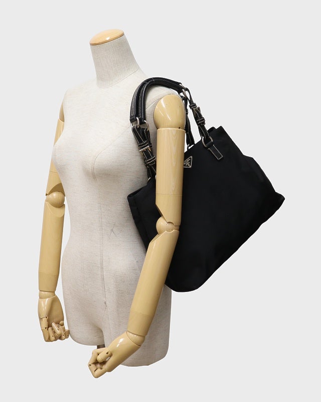 PRADA 三角ロゴ金具ナイロンレザートートバッグ | Hedy