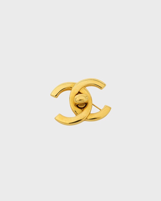 ♡CHANELシャネル　ヴィンテージ　ターンロック　ブローチ・シルバー♡ CHANEL シャネル ブローチ ラインストーン ココマーク ヴィンテージ
