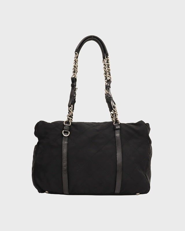 極 美品 袋付き PRADA プラダ 三角ロゴ キルティング ナイロン サフィアーノ レザー 2way チェーン トートバッグ ショルダーバッグ 70514 PRADA - 極 美品 袋付き PRADA プラダ 三角ロゴ キルティング ナイロン