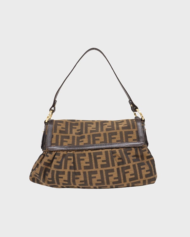 M博一056 / FENDI ズッカ柄 ショルダーバッグ キャンバス レザー FENDI（フェンディ） ズッカ柄 ショルダーバッグ 肩掛け ショルダー