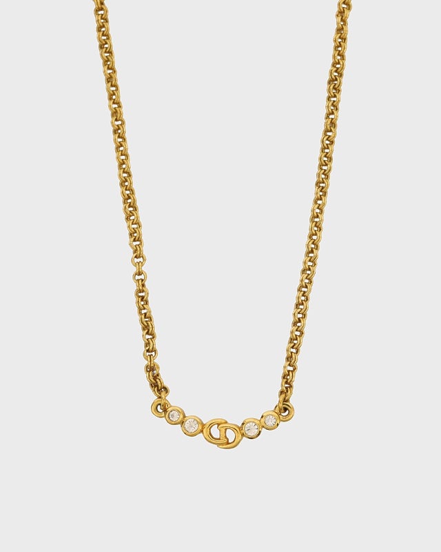 DIOR CDラインストーンチェーンネックレス | Hedy