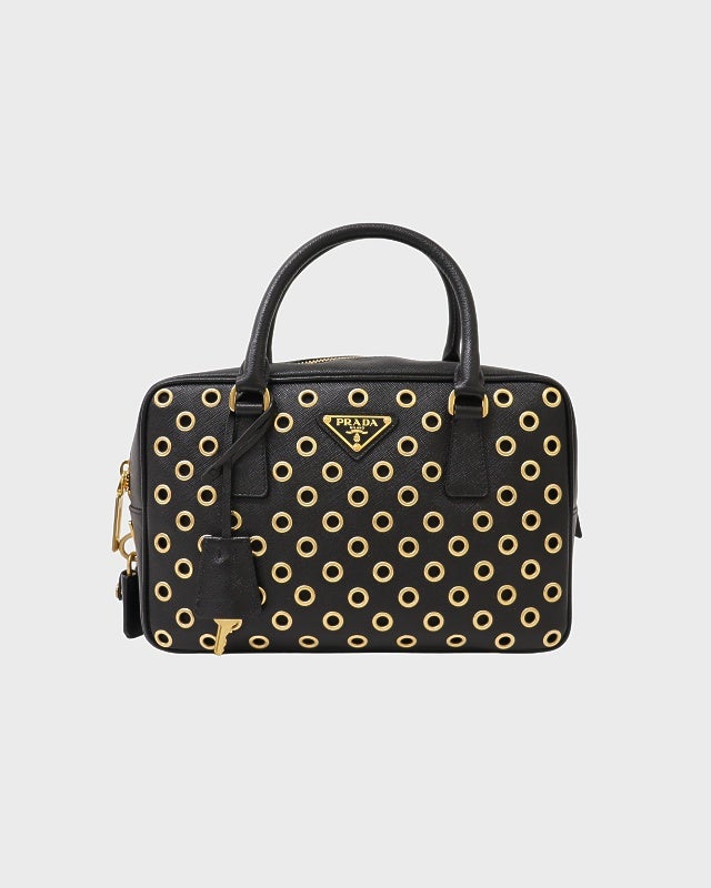 PRADA 三角ロゴ金具サフィアーノパンチングハンドバッグ | Hedy