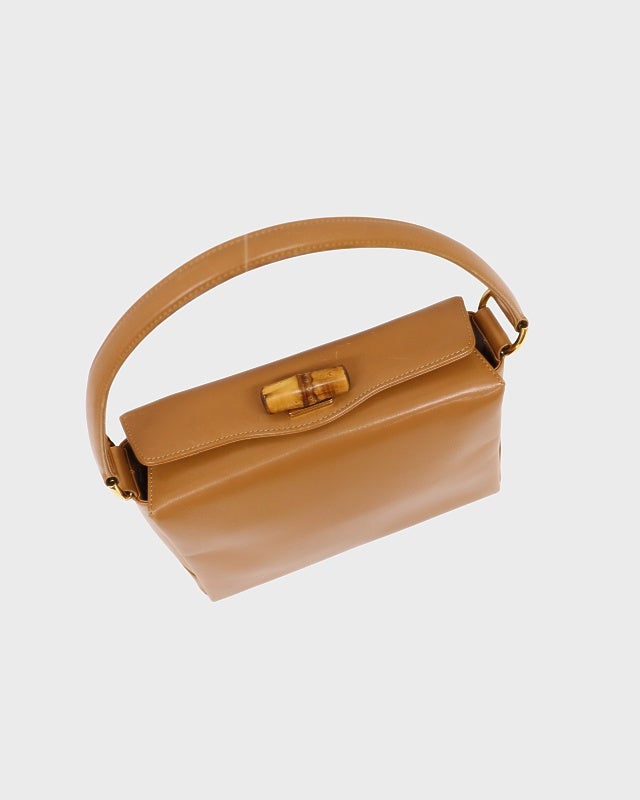 GUCCI バンブーターンロックレザーハンドバッグ | Hedy