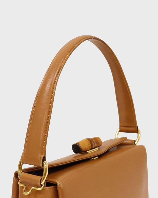 GUCCI バンブーターンロックレザーハンドバッグ | Hedy