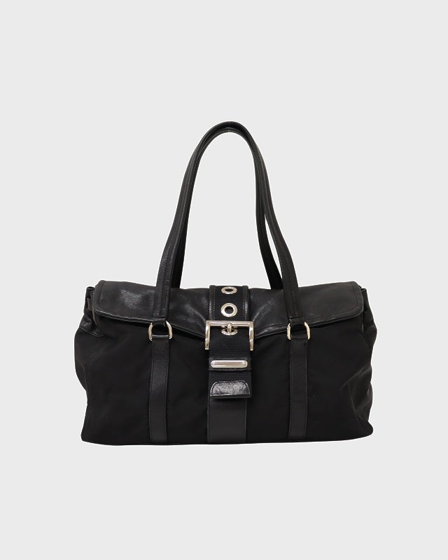 希少・美品　プラダ 三角ロゴ 金具 2way レザー ナイロン ボストンバッグ PRADA 三角ロゴ金具ナイロンレザーハンドバッグ | Hedy