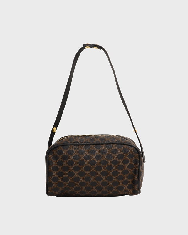 CELINE マカダム柄 ミニショルダーバッグ ブラック ヴィンテージ CELINE マカダム柄ワンショルダーバッグ | Hedy