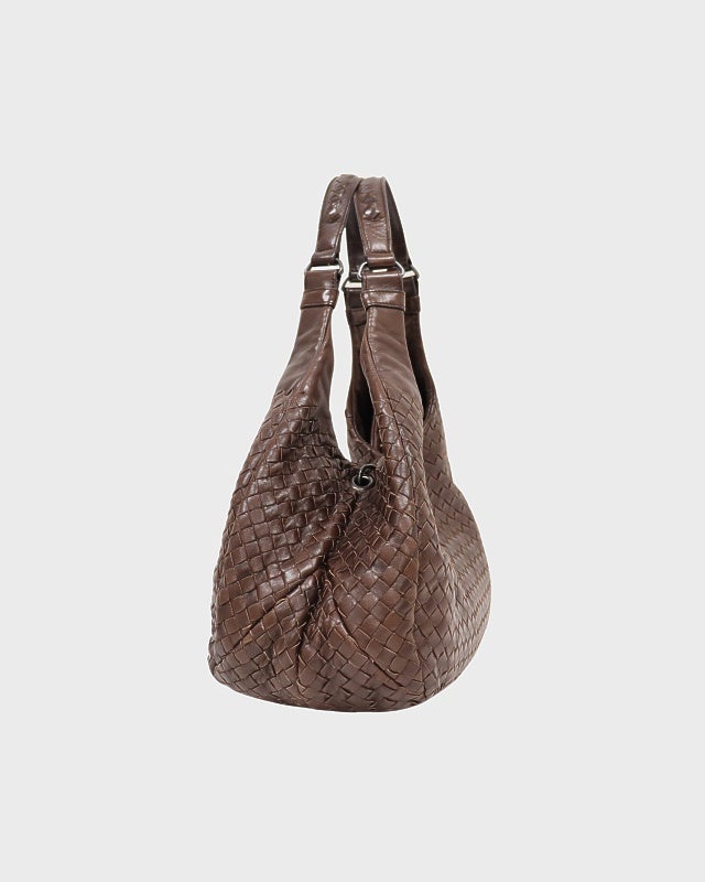 【希少Bottega Veneta・イントレチャートカンパーナショルダー】こげ茶 BOTTEGA VENETA イントレチャートカンパーナハンドバッグ | Hedy