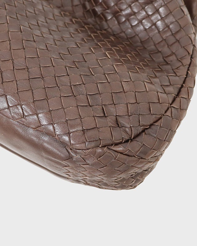 【希少Bottega Veneta・イントレチャートカンパーナショルダー】こげ茶 BOTTEGA VENETA イントレチャートカンパーナハンドバッグ | Hedy