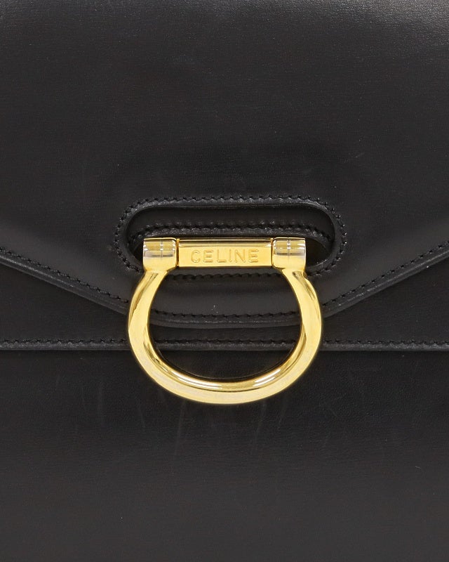 CELINE ハンドバック ガンチーニ　ゴールド　ダブルフラップ　2室　冠婚葬祭 CELINE ガンチーニ金具Wフラップハンドバッグ | Hedy