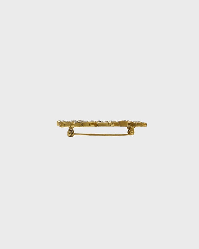 YSL ロゴラインストーンブローチ | Hedy