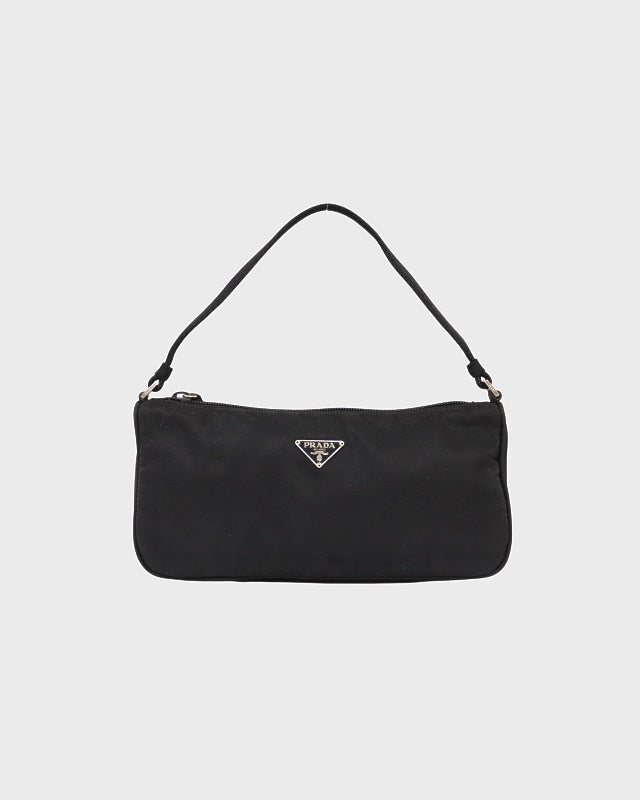 PRADA プラダ ナイロン ハンドバッグ ブラック SV金具 ヴィンテージ 三角ロゴ金具ナイロンミニハンドバッグ ブラック ヴィンテージ|プラダ