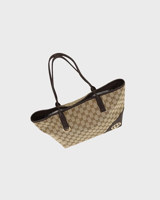 nazuki✨GUCCI トートバッグ GGキャンバス レザー ベージュ黒 GUCCI GGキャンバスレザートートバッグ | Hedy