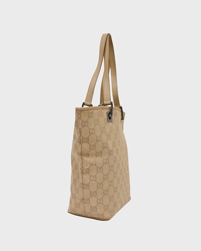 Gucci GGキャンバス ハンドバッグベージュ スエード トートバッグ GUCCI GGキャンバスハンドバッグ | Hedy