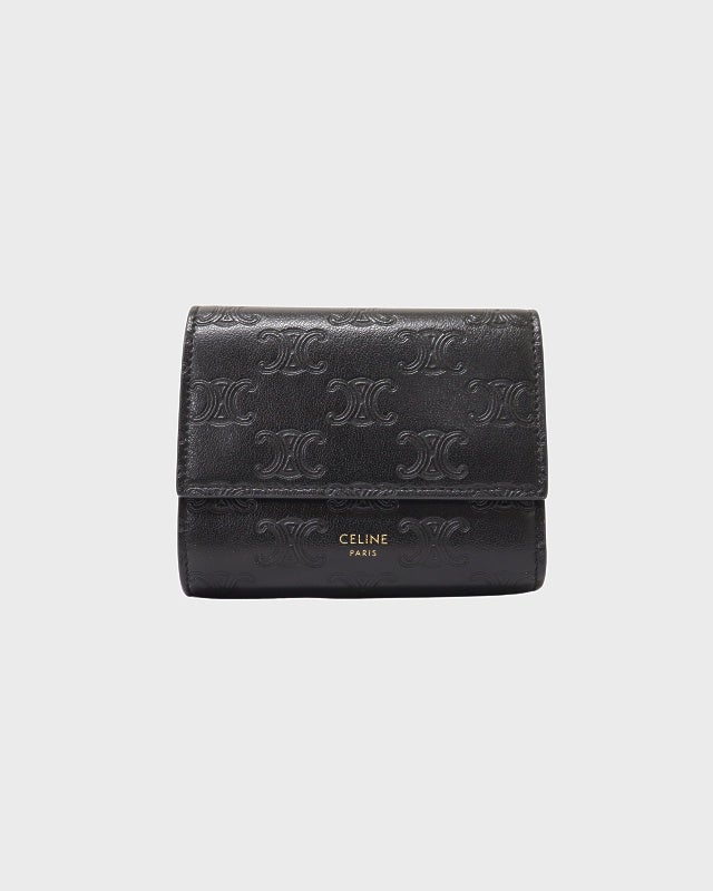 ラテ様✨ CELINE スモール トリフォールド ウォレット トリオンフ レザー CELINE スモールトリフォールドウォレット トリオンフ | Hedy