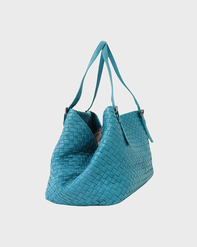 ボッテガヴェネタ ラージチェスタ トートバッグ イントレチャート ブルー BOTTEGA VENETA イントレチャートトートバッグ | Hedy