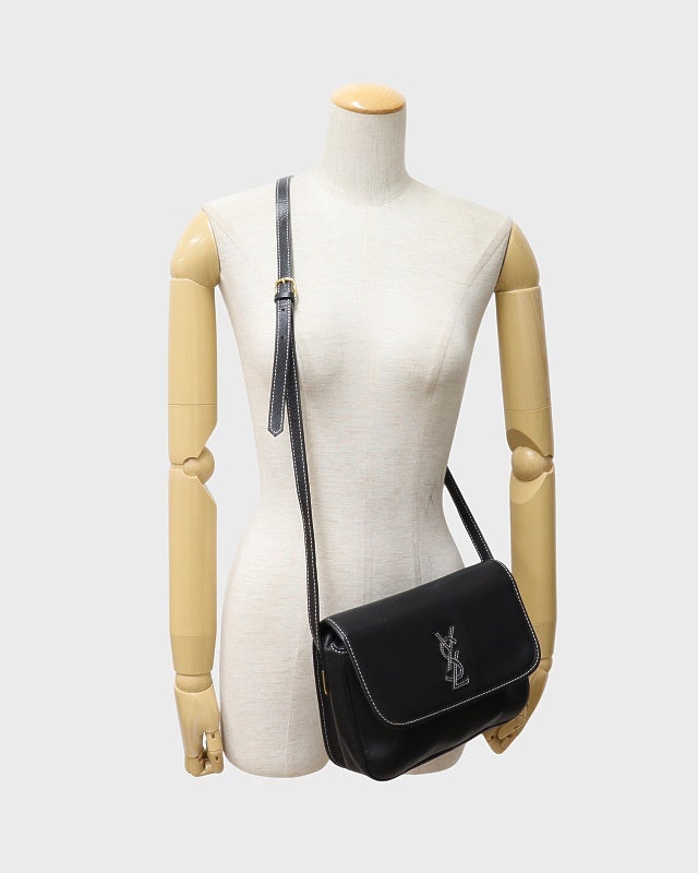 YSL ロゴステッチレザーショルダーバッグ | Hedy
