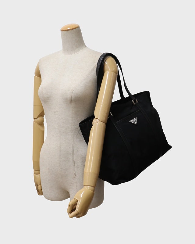 PRADA 三角ロゴ金具ナイロンレザートートバッグ | Hedy