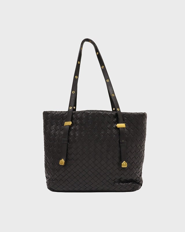 BOTTEGAVENETA イントレチャート　ハンドバッグ　 黒　レザー BOTTEGA VENETA イントレチャートハンドバッグ | Hedy