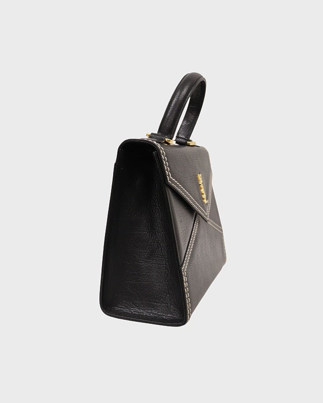 YSL ロゴ金具ステッチレザーハンドバッグ | Hedy