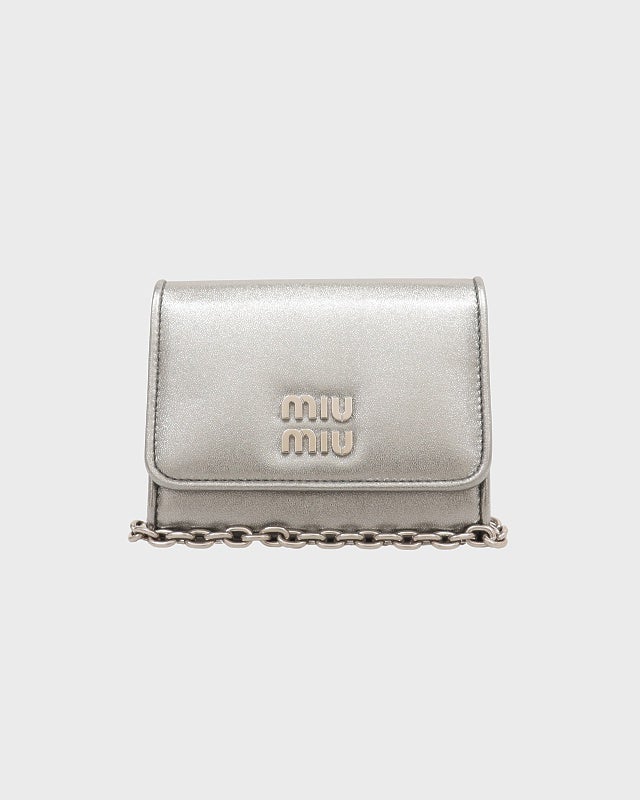 miu miu ロゴ金具レザーチェーンショルダーバッグ | Hedy