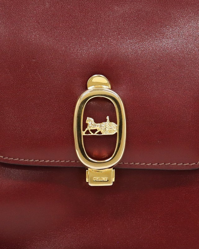 CELINE ワンショルダーバッグ シャイニーディアスキン レッド 馬車金具 CELINE 馬車金具レザーショルダーバッグ | Hedy