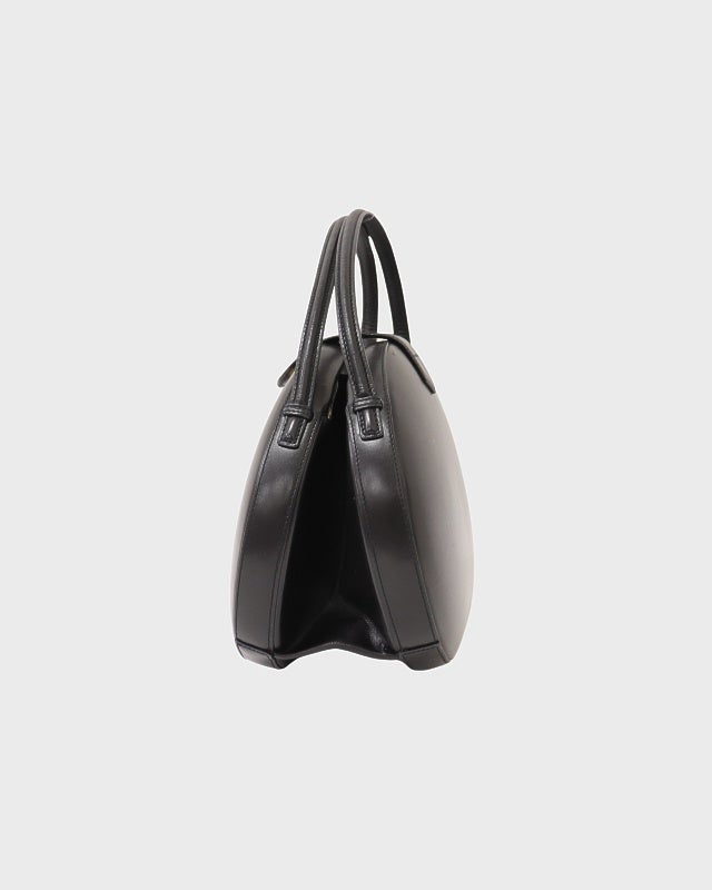 LOEWE ブラック レザー ハンドバッグ LOEWE アナグラムレザーラウンドハンドバッグ | Hedy