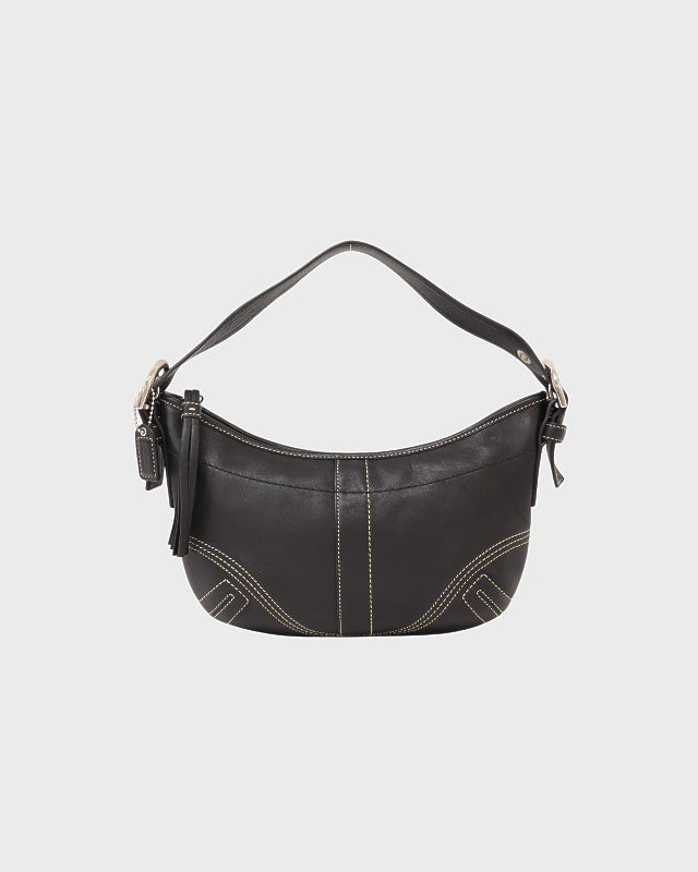 HH　COACH ブラックレザー 肩掛けバッグ COACH レザーワンショルダーバッグ | Hedy