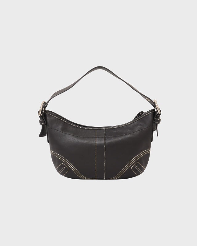 HH　COACH ブラックレザー 肩掛けバッグ COACH レザーワンショルダーバッグ | Hedy