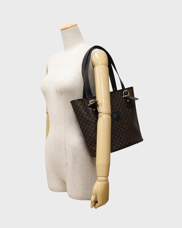 CELINE マカダム柄ブラゾン刻印ハンドバッグ | Hedy