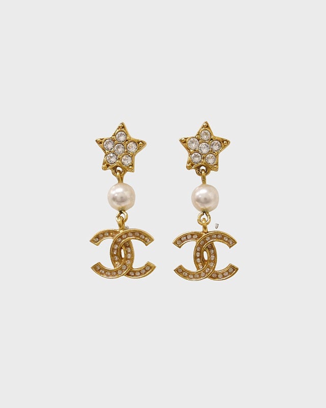 CHANEL COCOラインストーンピアス | Hedy
