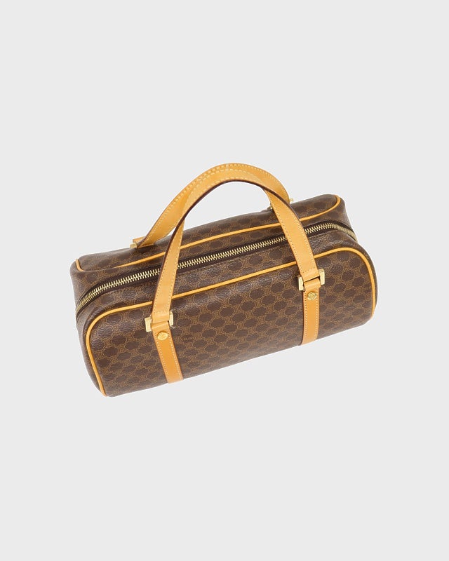 馬車とキャメルの金属製装飾品ハンドメイド製品 CELINE マカダム柄ハンドバッグ | Hedy