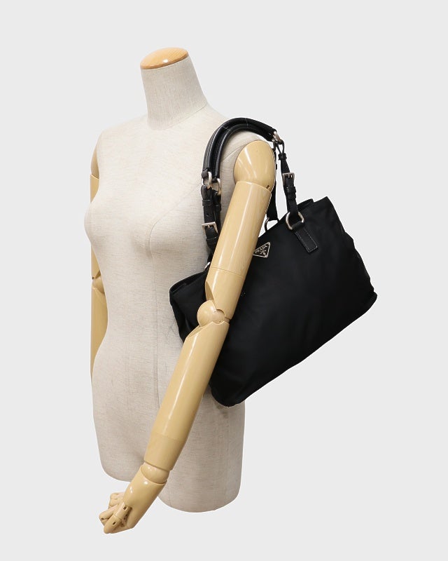 PRADA 三角ロゴ金具ナイロンレザートートバッグ | Hedy