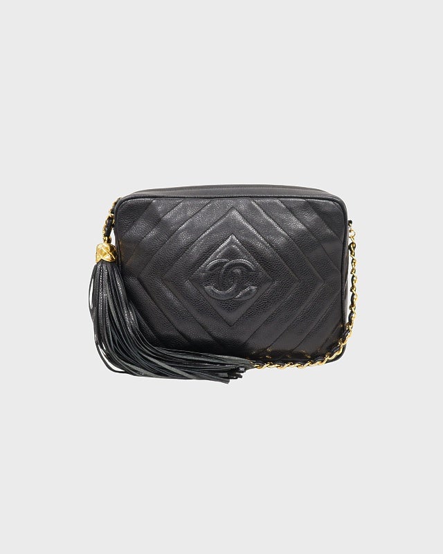 シャネル　正規品　デカココ　ポーチ大　黒　キャビアスキン　チェーンショルダー CHANEL COCOキャビアスキンチェーンショルダーバッグ | Hedy